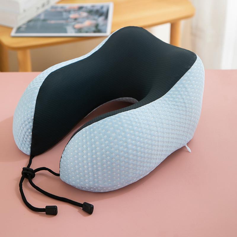 

Ushaped Memory Foam Neck Pillow For Travel Car Airplane Rest And Sleep Comfort LightBlue
