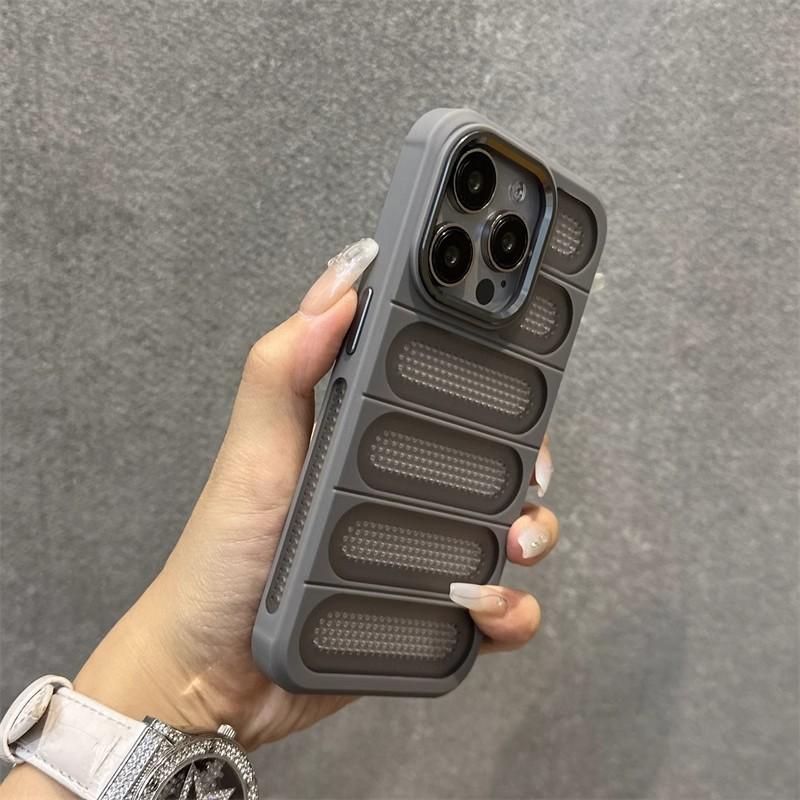 Anti Drop Metal Lens Ring for IPhone16promax Phone Case Apple 15 Mesh Breathable Matte Protection