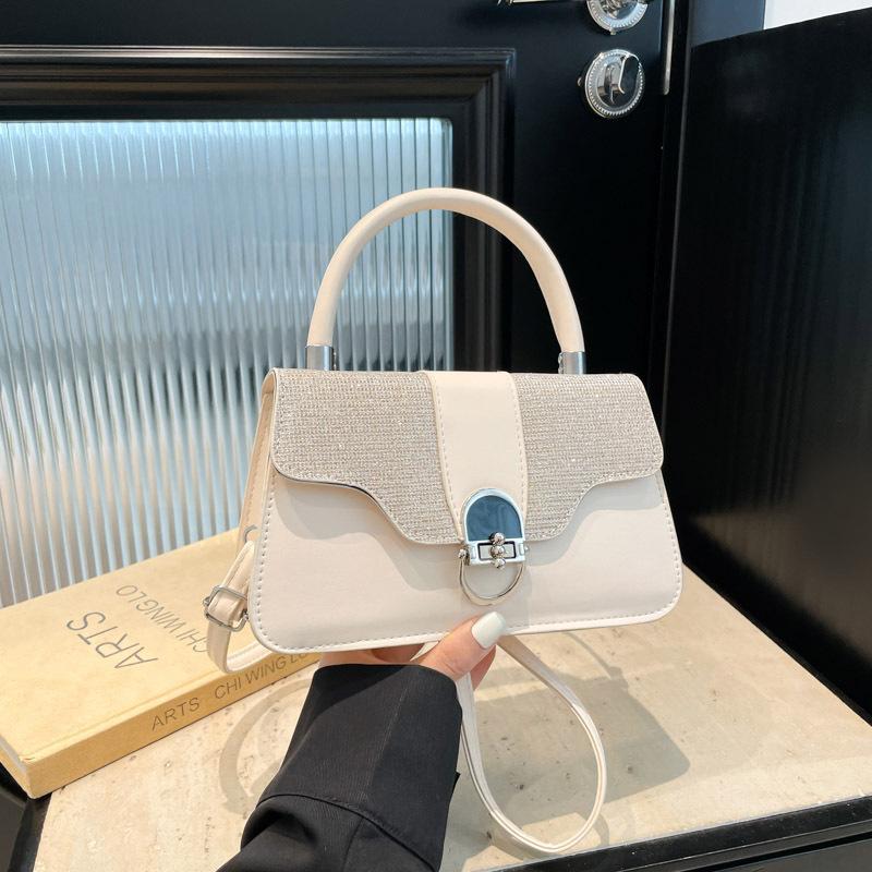 

New handbag silk thread shiny bag women s versatile handbag exquisite light luxury texture shoulder bag белый