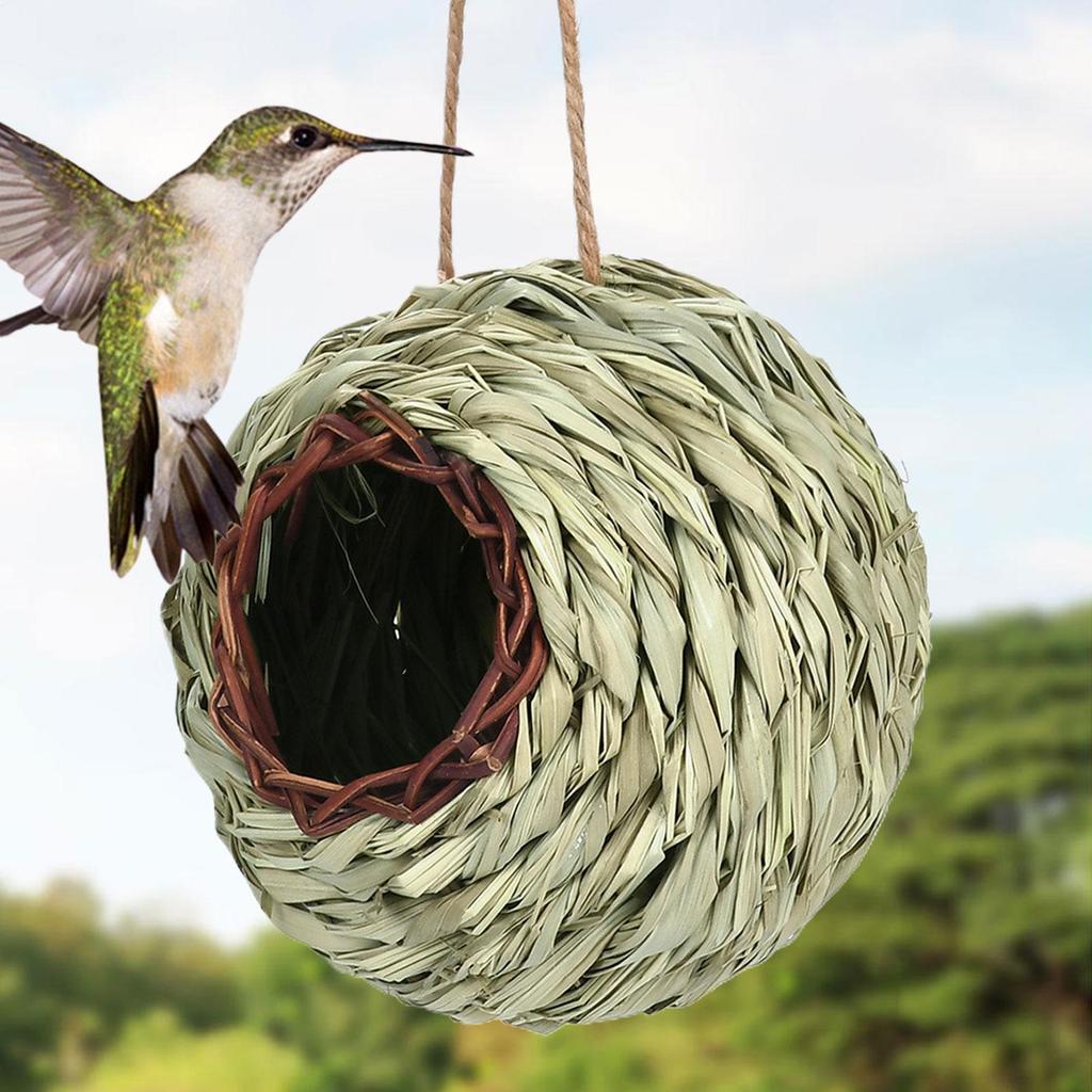 Hummingbird House Ball Shape Small Bird Nest Natural Hand Woven Hangable Animal Hut for Courtyard Garden Balcony Birdhouse