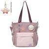 Blocked Cute Color Star Collage Student Backpack And Shoulder Bag With Pendant