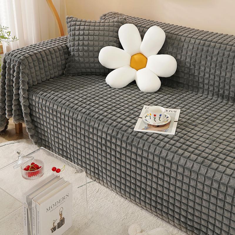 

Плюшевая подушка для дивана с кроликом, роскошный плюшевый чехол для дивана Winter Light, полный шарф, универсальная подушка, нескользящее полотенце 160*130cm