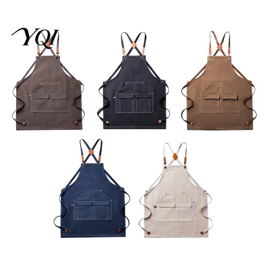 Easy Clean Apron Waterproof Kitchen with Pockets, Chef Cooking for Men Women, Oil Resistant Cross Back Work Barista, Gardening, Painting Craft
