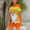 Mode Spaß Tier Hund Druck Kleid Damen Kurzarm Nachtwäsche Kleider Damen Nachtwäsche Hauskleidung Nachthemd Loungewear