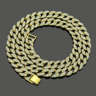 Collana Cubana da Uomo con Diamanti Hip-Hop: Catena Dorata Stile Europeo e Americano