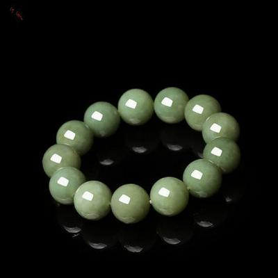 Xinjiang Hotan Qingbai Jade Round Bead Bracelet 18mm Men's Certified Jade Bracelet