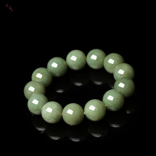 Браслет из круглых бусин нефрита Хотан Цинбай Синьцзян 18 мм Мужской Сертифицированный нефритовый браслет 2018061