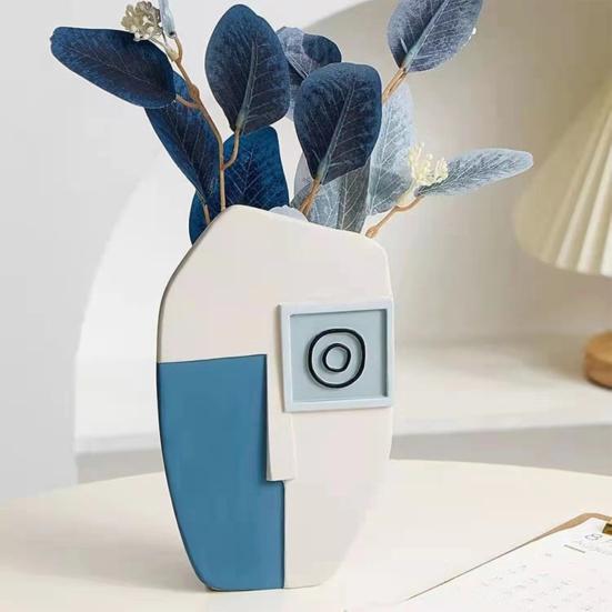 

Practical Wear Resistant Long Lasting Plant Vase Bedroom Bedside Abstract Face Flower Pot Decoration Photography Prop красный