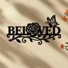 Beloved Vintage Metal Wall Art Romantic Font Rose Butterfly Wedding Anniversary Gift