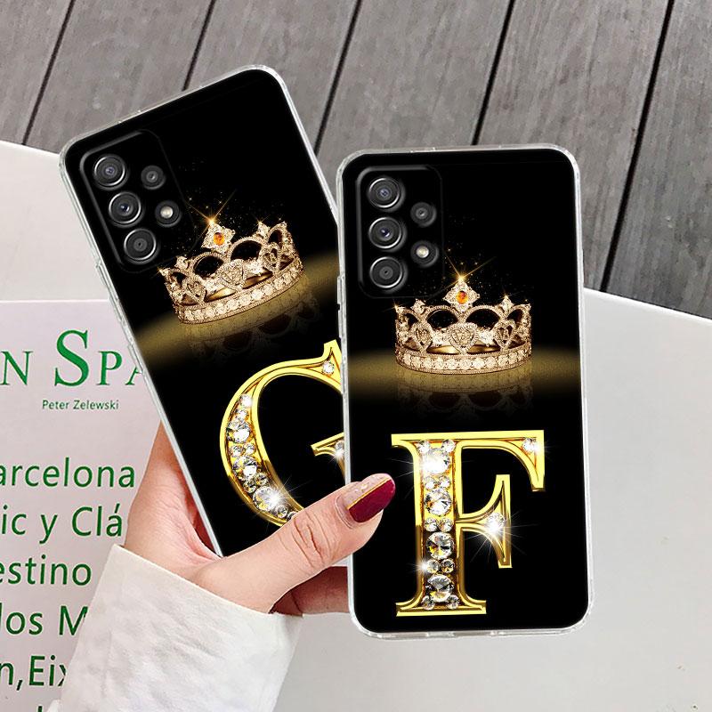 Průhledný obal na telefon pro Samsung Galaxy A56 A57 A37 A55 A54 A36 A35 A26 A25 A16 A17 A07 A52 A34 A73 A53 Kryt G F V H D P C B Písmeno