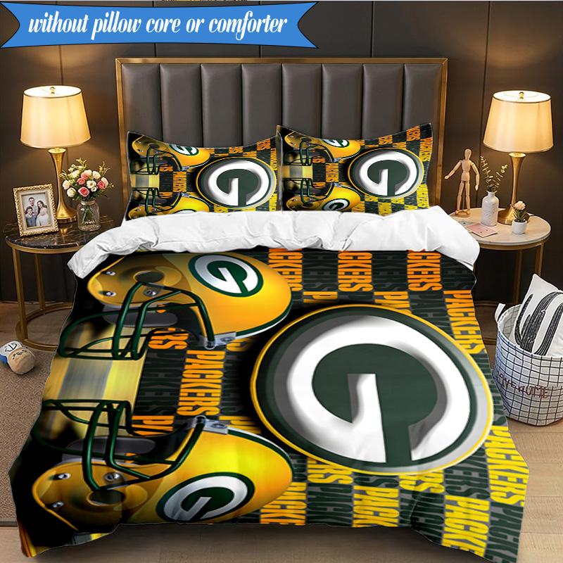 Green Bay Packers Bettwäsche-Set 3-teilig, inklusive 1 Bettbezug und 2 Kissenbezügen. Perfekt für Weihnachten, ideal für Schlafzimmer, Studentenwohnheim