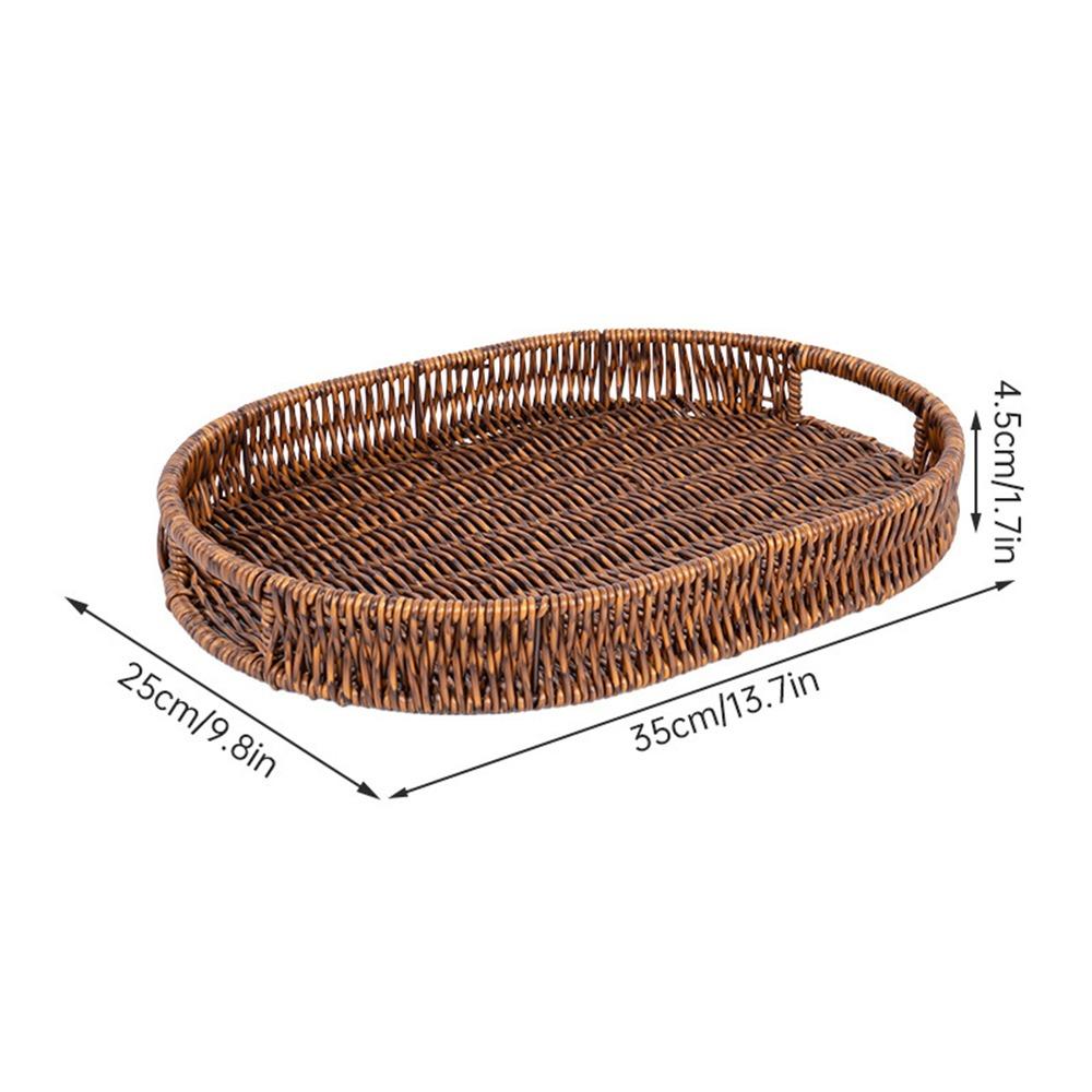 Hand-Woven Imitation Rattan Basket Multipurpose Food Storage Basket Bread Basket Household Storage