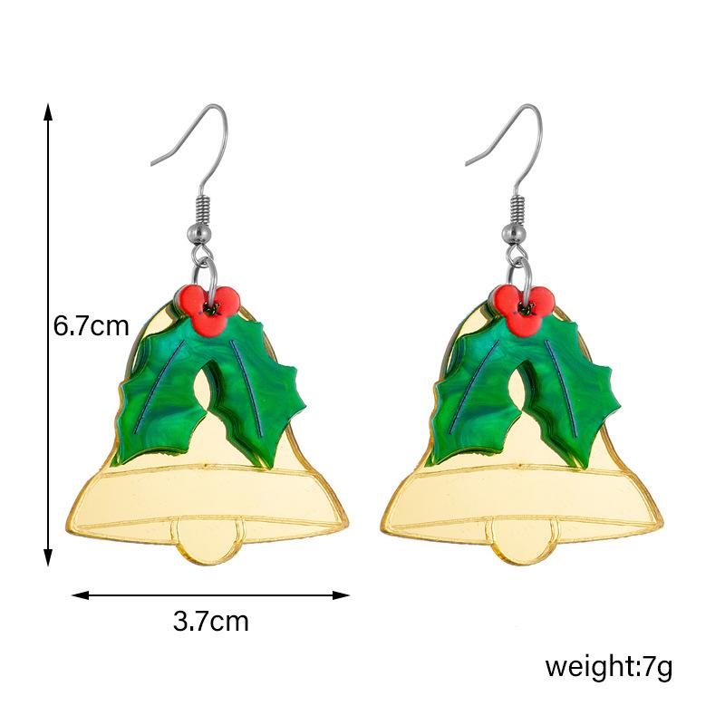 Christmas Bell Mirror Acrylic Earrings Retro Creative European and American Women's Simple Earrings
