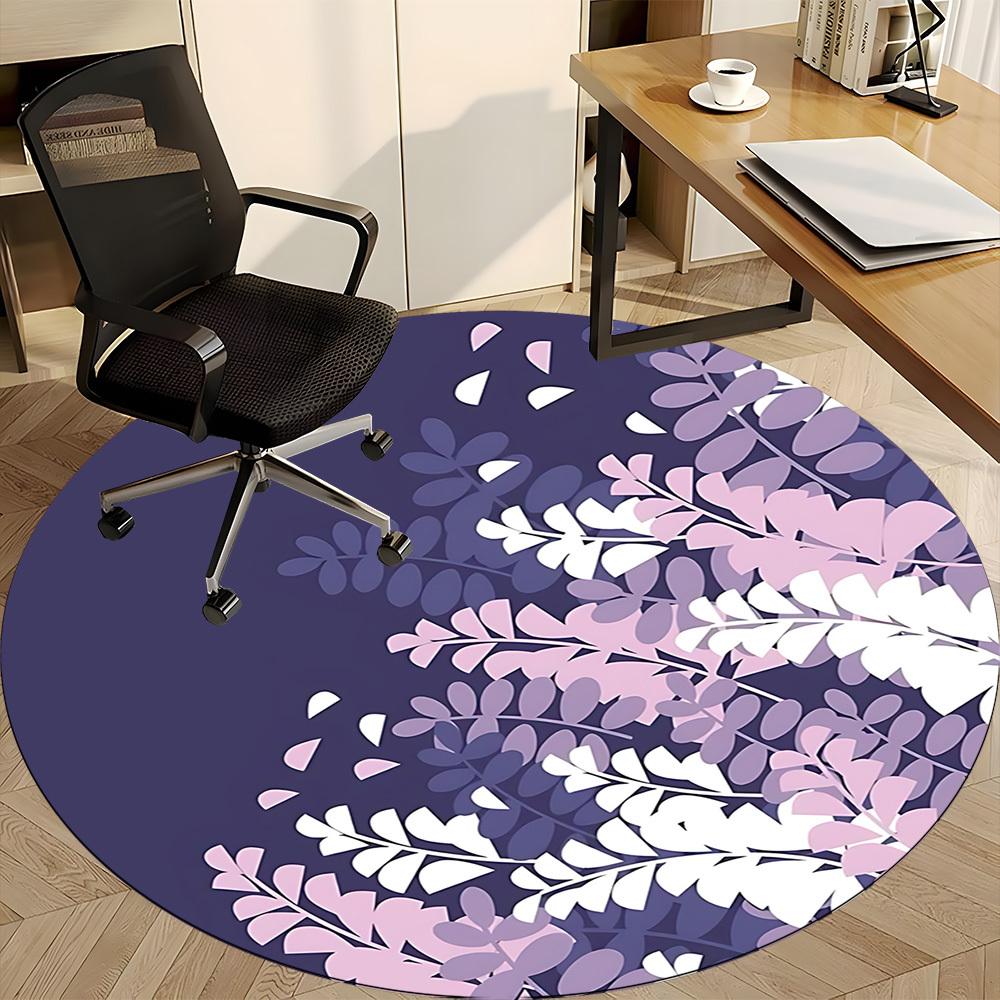 1pc Floral Pattern Office Round Area Rug, Indoor Mat Suitable For Office, Under Office Chairs Bedroom Living Room Home Decor, Room Deco