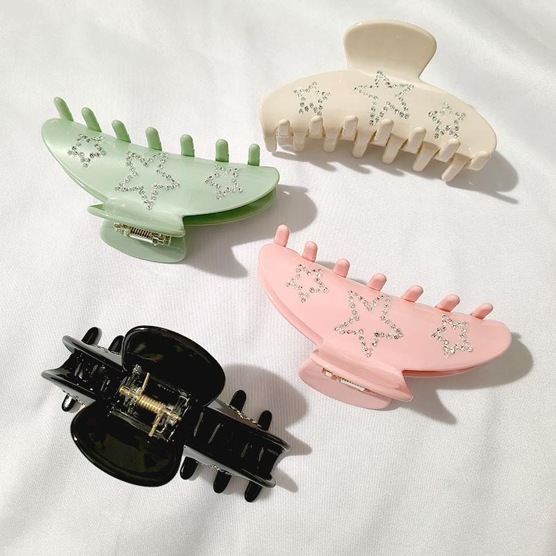 YHJ 2023 Acetate Rhinestone Star Hair Clip - Large Shark Clip for Updo