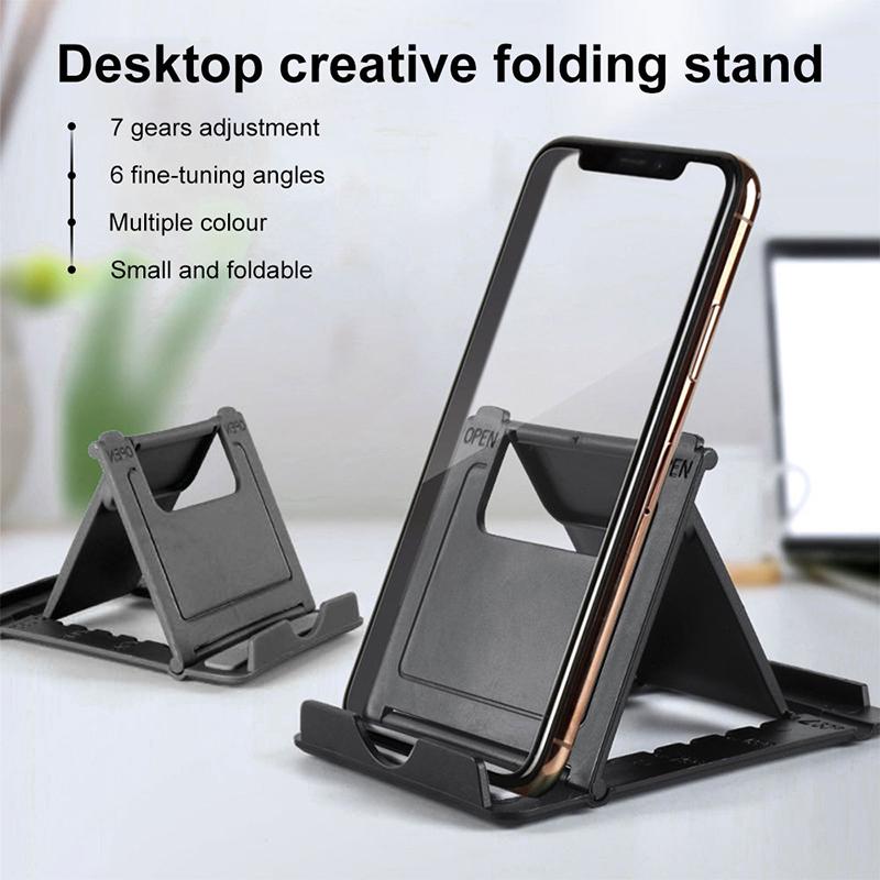 Folding Mobile Phone Holder Mini Adjustable Creative Portable Universal Folding Plastic Phone Holder Tablet Computer Stand For
