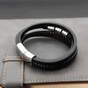 Leather Bracelet Men Jewelry Stainless Steel Magnet Buckle Multi-layer Braided Rope Beading Bracelet Fashion Charm Jewelry