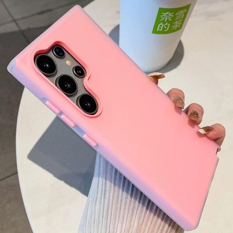 2-in-1 Candy Color Matte Jelly Hard Phone Case For Samsung S2 S24 Ultra S23 FE S22 Plus A A4 A3 A3 A34 A33 A1 A14 Cover