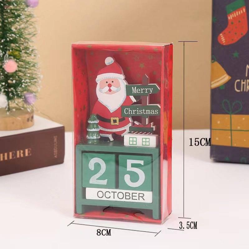 

Рождественские деревянные креативные календарные украшения Санта настольное украшение игрушечные принадлежности зелёный