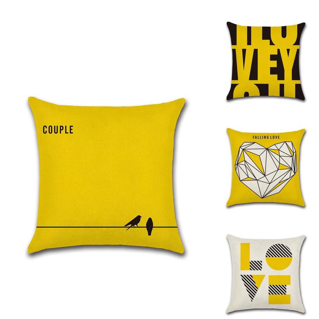 Luxurious 45x45cm Soft Linen Square Pillow Case For Stylish Love Series Decor