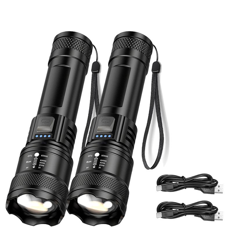 Super Bright P50 Flashlight USB Rechargeable LED Long Range Tactical Torch Outdoor Waterproof Emergency Camping Fishing Lantern
