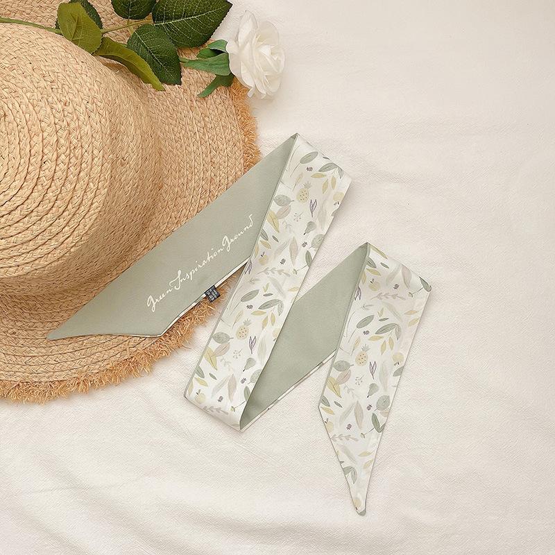 26 Letter Print Long Scarf Silk Small Scarf Narrow Ribbon Headband Handle Bag Band Bandana Hair Tie Hair Head Neck Neckerchief