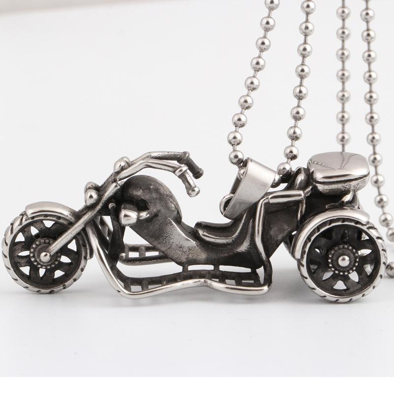 European and American Retro Distressed Titanium Steel Necklace Fashionable Motorcycle Pendant