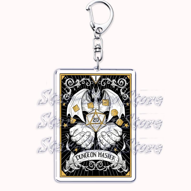 Popular Culture Halloween Tarot Card Keychains for Accessories Moon Luna Death Keyring Jewelry Fans Lovers Friends Reader Gifts