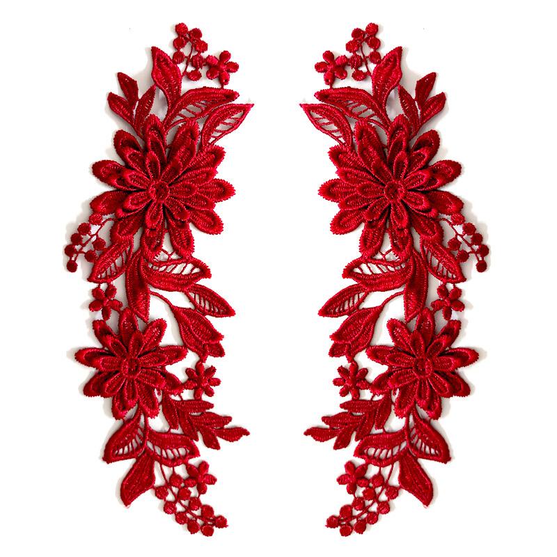 1 Paar Geborduurde Applicaties 3D Bloem Applicatie Voor Kleding Tas Kant Bloem DIY Hol Prachtige Badges Accessoires 23X8cm