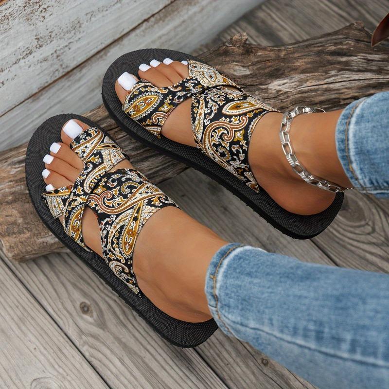 Women's Bohemian Greek Key Paisley Slip On Slippers