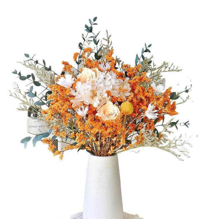 Immortal Rose Dried Bouquet: Eucalyptus, Hydrangea, Crystal Grass, and Baby's Breath for Home or Bedroom Decoration