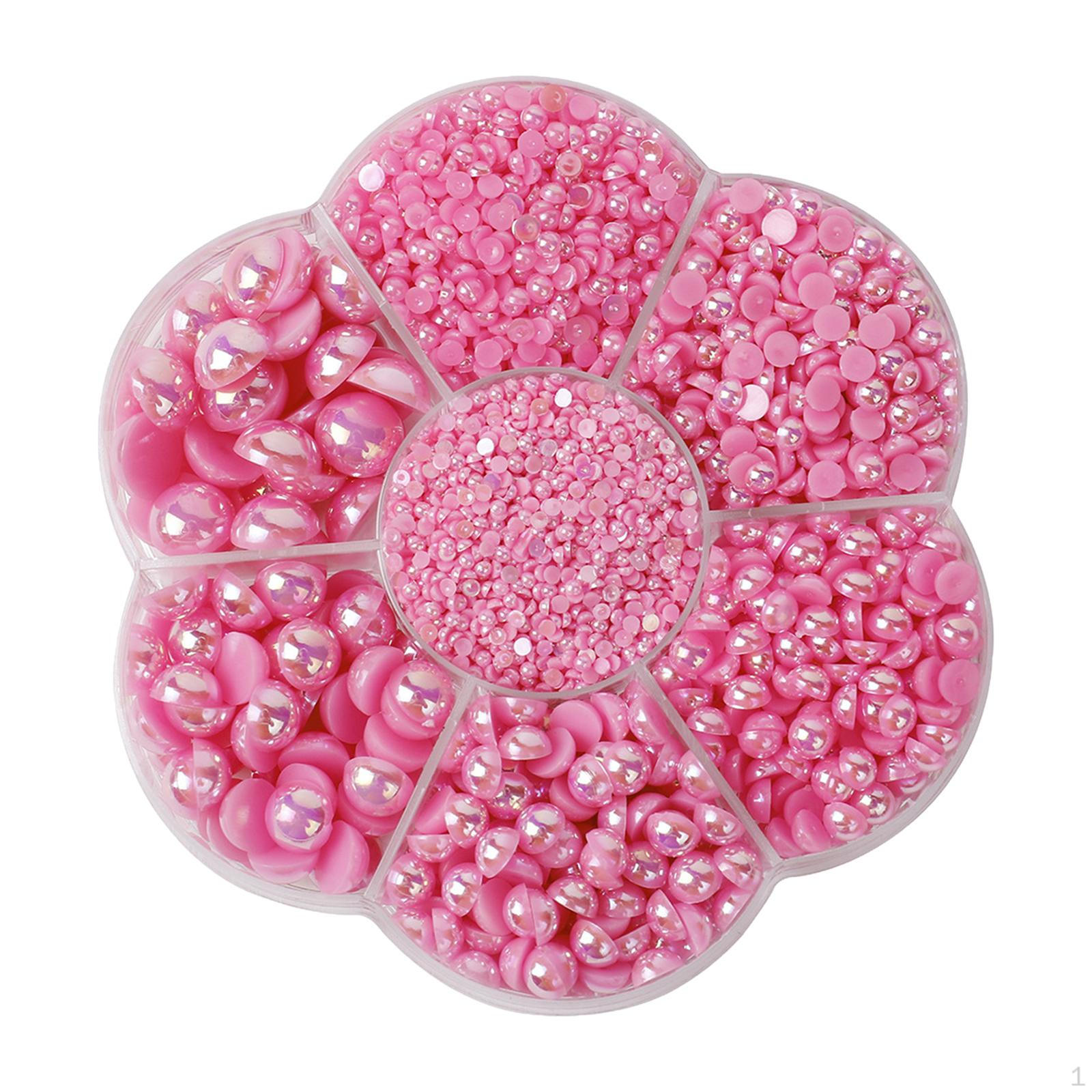 

2800 Pieces Half Pearl Flatback Beads Garment Embellishments for Nail Bag Headwear Dark Pink