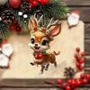 Brown Cute Cartoon Reindeer Pattern Acrylic Pendant For Decoration Christmas