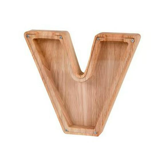 Wooden & Acrylic Money Box: Transparent 26-Letter Savings Bank for Kids