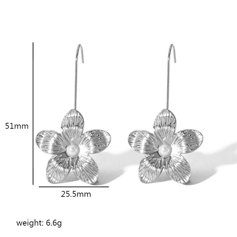 Retro Gold Stainless Steel Butterfly Flower Earrings