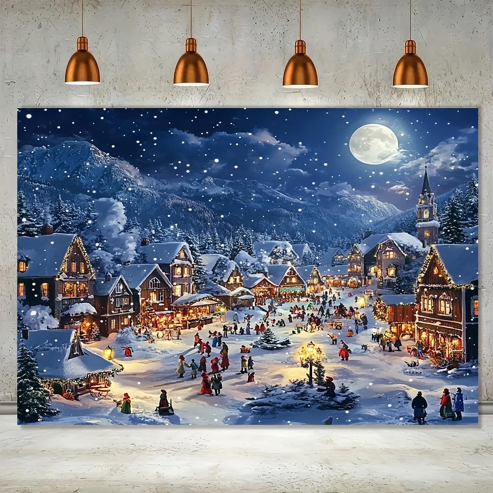 Christmas Village Scene Decoration Background Winter Photography Backdrop Decorations For Photo Studio Photo Booth Christams Party