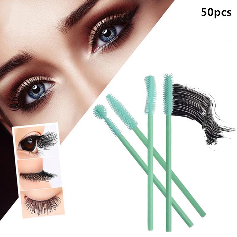 50Pcs Disposable Silicone Eyelashes Brushes Applicator Eye Lash Mascara Wands Brush Eyelash Extension Women Makeup Tools