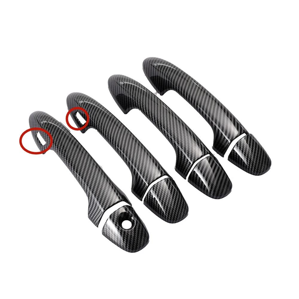 Door Handle Bowl Cover For Toyota Highlander Kluger 2015- Carbon Fiber Chrome Car Decor Trim Sticker Styling Accessories