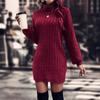 JPNTKY Women's Fashion Casual Autumn Winter Long Sleeve Half Turtleneck Loose Sweaters Dress