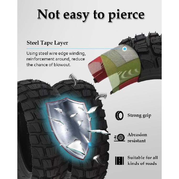 10 Inch 10x2.75-6.5 Off-road Rubber Outer Tire with Inner Tube Suitable for Speedway 5 Dualtron 3 Hover-1 Alpha Hiboy Titan PRO Electric Scooter