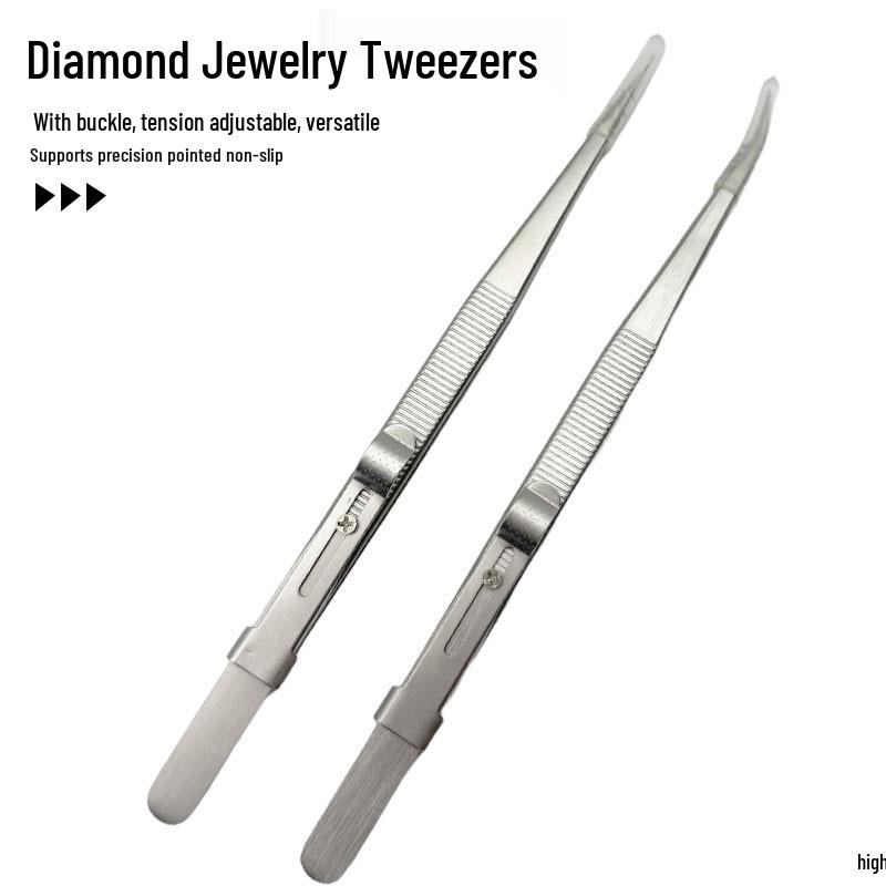 Diamond Locking Stainless Steel Jewelry Tweezers for Gemstones