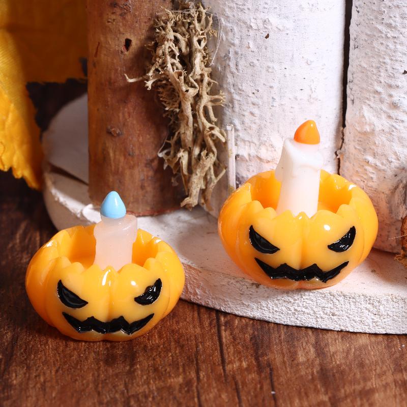 3Pcs/Set Dollhouse Pumpkin Lantern Candle Holder Model Halloween Mini Decoration Micro Landscape Horror Ornament Dollhouse Toys