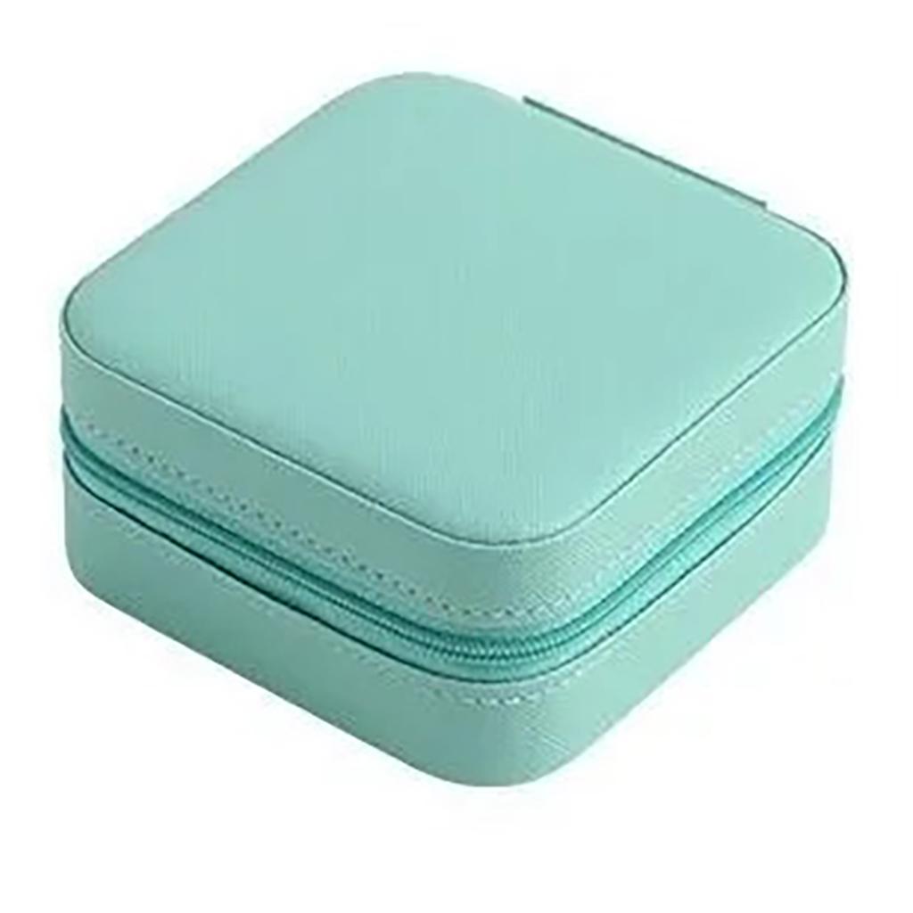 Schmuckkästchen Mintgrün Quadratisch Langlebiges PU-Leder Elegant Weit verbreitetes Schmuckkästchen für Ringe Ohrringe Halskette
