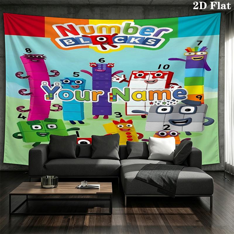 Blocks Clouds Custom Name Wall Tapestry Aesthetic Wall Hanging Printed Fabric Blanket Decorative Tapestries For Bedroom Living Room Home Decor