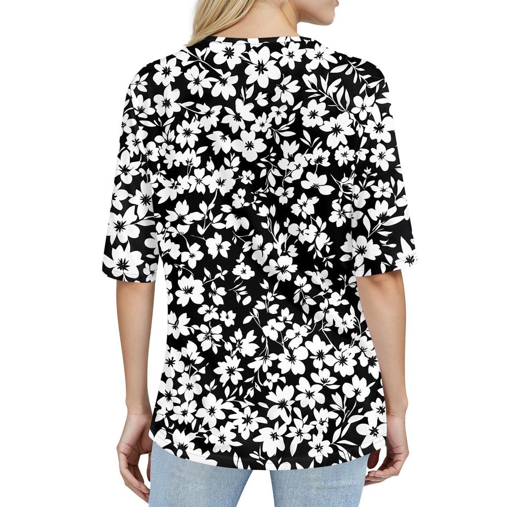 Shirts For Women Trendy V Neck T Shirts Casual Printed Blouse Half Sleeve Tops For Women