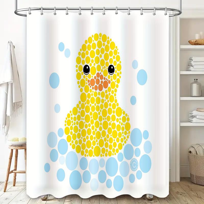Bathroom Shower Curtain Waterproof Abstract Animal Duck Pattern Home Decor Farmhouse Style Modern Fabric Shower Liner