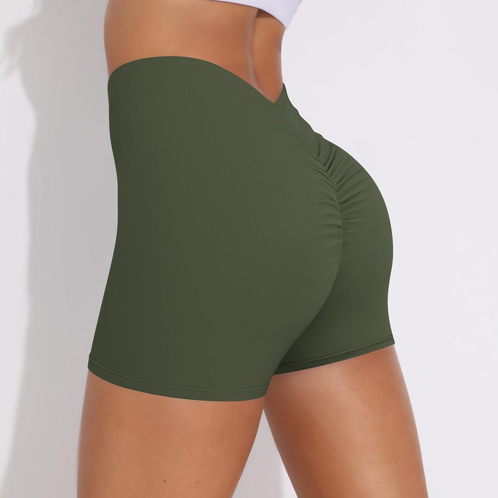 Sexy V-Back Shorts High Waisted Hip Lifting Yoga Shorts Women's Nylon Tight Fitting Shorts Training Sports Fitness Pants