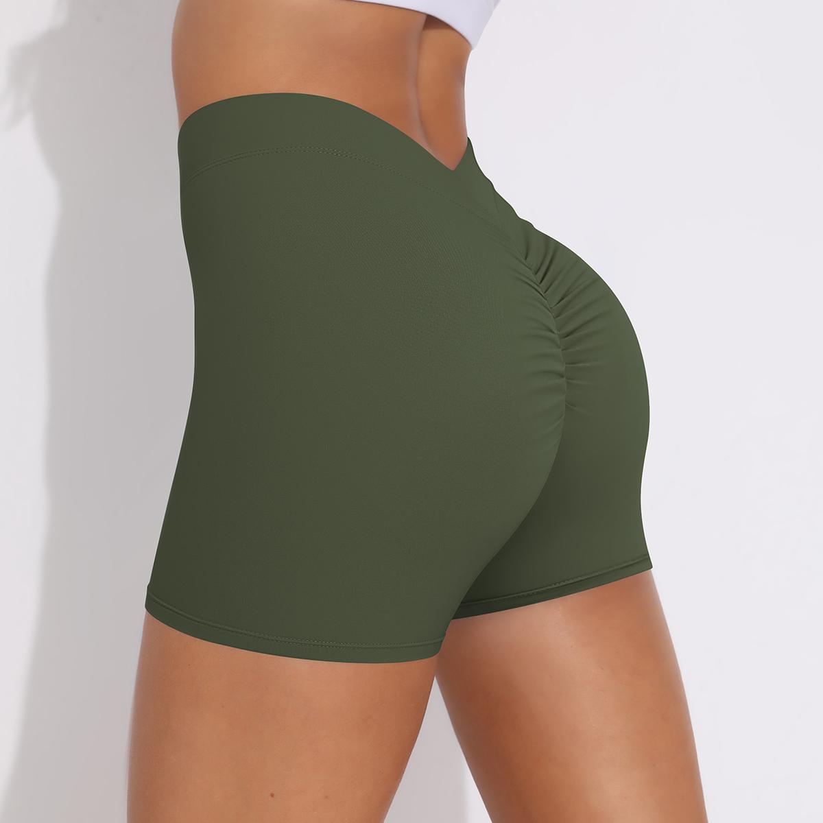 

Auroth Scrunch Butt Fitness Shorts Woman Hip Lifting Sports Shorts Elastic Running Short Pants L