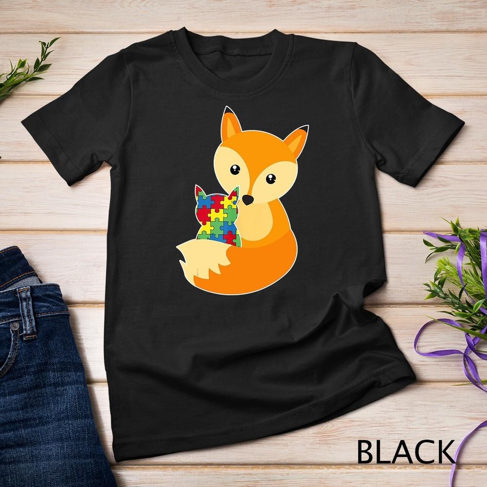 

Baby Fox Love Puzzle Piece Animal Cool Autism Awareness Gift Unisex T-shirt 3XL