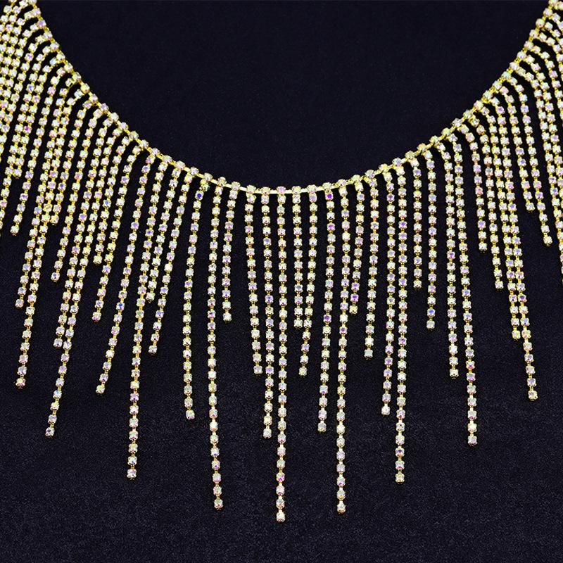 10Yards Rhinestone Chain Trim Fringe Tassel Crystal Clothing Bag Hat Accessories DIY Wedding Decoration Gift Rhinestone Ribbon